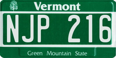 VT license plate NJP216