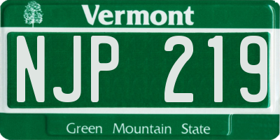 VT license plate NJP219