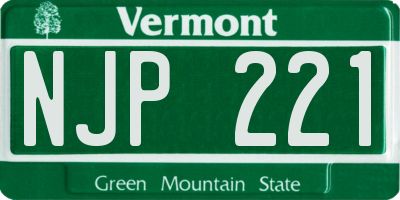 VT license plate NJP221