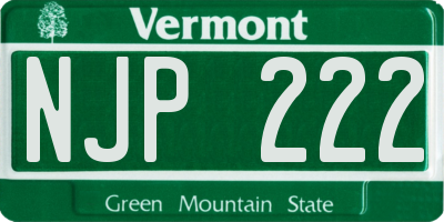 VT license plate NJP222