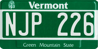 VT license plate NJP226