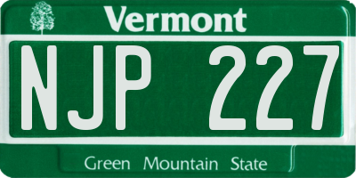 VT license plate NJP227