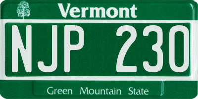 VT license plate NJP230