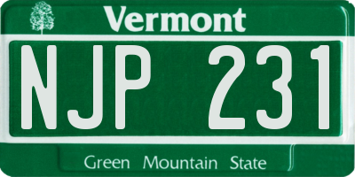 VT license plate NJP231