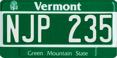 VT license plate NJP235