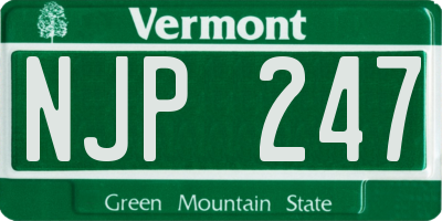 VT license plate NJP247