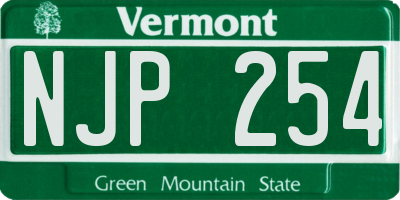 VT license plate NJP254