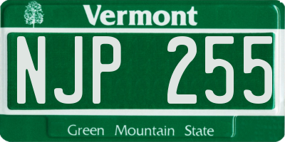 VT license plate NJP255
