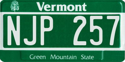 VT license plate NJP257