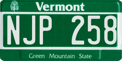 VT license plate NJP258