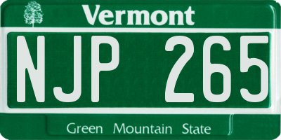 VT license plate NJP265