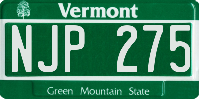 VT license plate NJP275