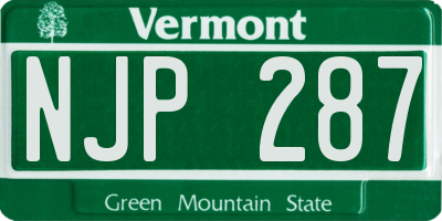 VT license plate NJP287