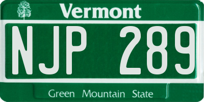 VT license plate NJP289