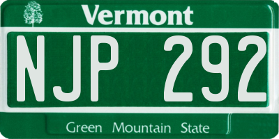 VT license plate NJP292