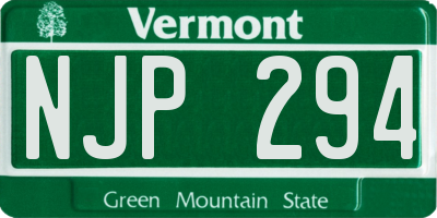 VT license plate NJP294