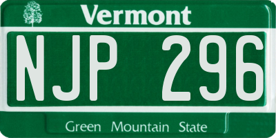 VT license plate NJP296
