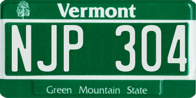 VT license plate NJP304