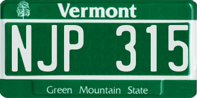 VT license plate NJP315