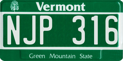 VT license plate NJP316