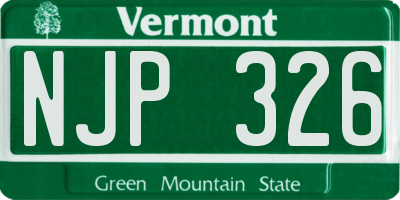 VT license plate NJP326