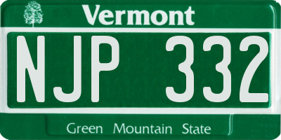 VT license plate NJP332