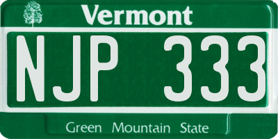 VT license plate NJP333