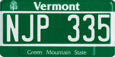 VT license plate NJP335