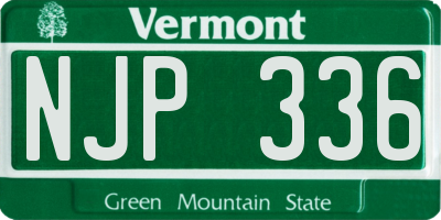 VT license plate NJP336