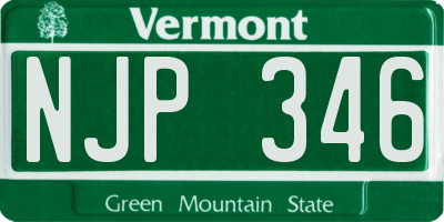 VT license plate NJP346