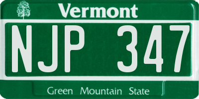 VT license plate NJP347