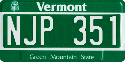VT license plate NJP351