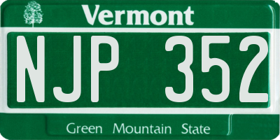 VT license plate NJP352