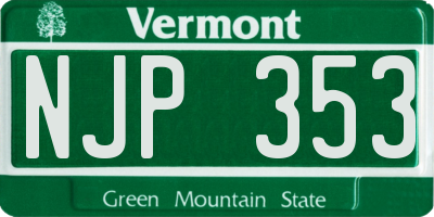 VT license plate NJP353