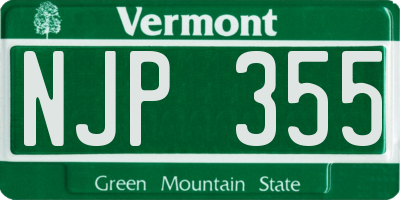 VT license plate NJP355