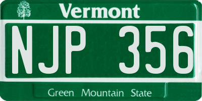 VT license plate NJP356