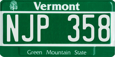 VT license plate NJP358
