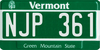 VT license plate NJP361