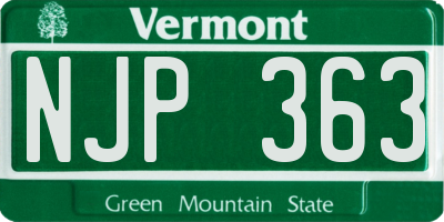 VT license plate NJP363