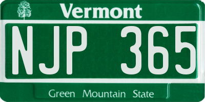 VT license plate NJP365