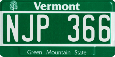 VT license plate NJP366