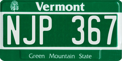 VT license plate NJP367