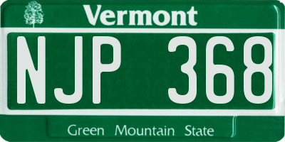 VT license plate NJP368