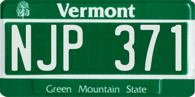 VT license plate NJP371