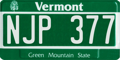 VT license plate NJP377