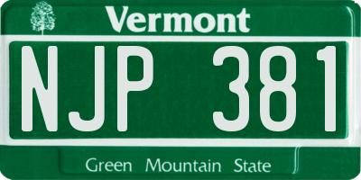 VT license plate NJP381
