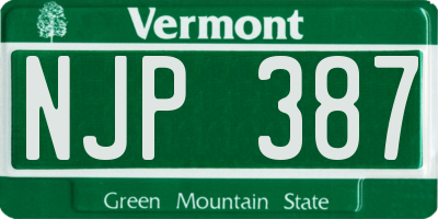 VT license plate NJP387