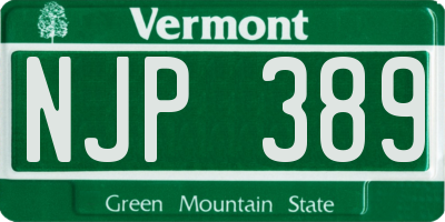 VT license plate NJP389