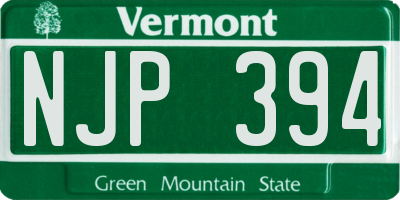 VT license plate NJP394
