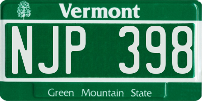 VT license plate NJP398